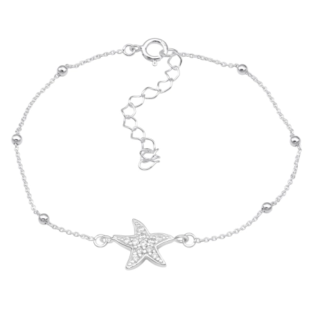Stern mit Zirkonen Armbänder mit Silberkette Schmuck | All4silver