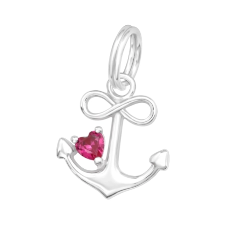 Anker mit einem roten Herzen Arm Anhänger mit Schlüsselring Schmuck | All4silver