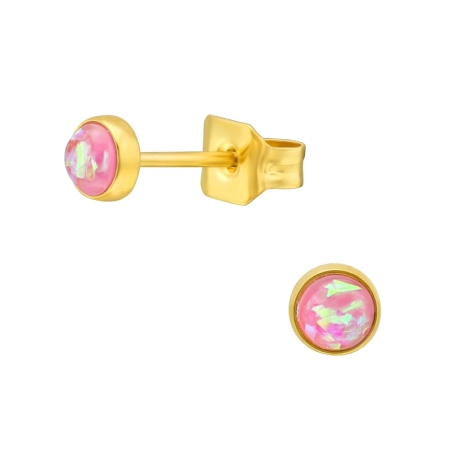 3mm vergoldete Ohrringe aus Stahl mit Opal Ohrstecker aus Edelstahl Schmuck | All4silver
