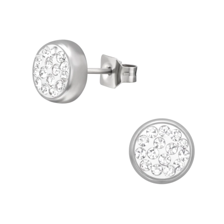 6 mm rund mit Kristallen Ohrstecker aus Edelstahl Schmuck | All4silver
