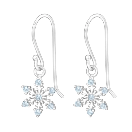 Schneeflocke mit blauen Zirkonen Ohrringe mit Zirkonia Steinen Schmuck | All4silver