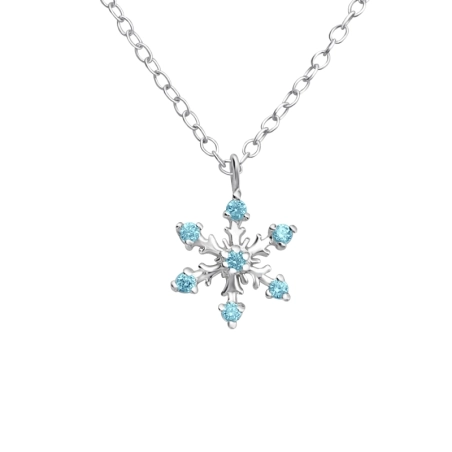 Schneeflocke mit blauen Zirkonen Geburtstagsschmuck Schmuck | All4silver