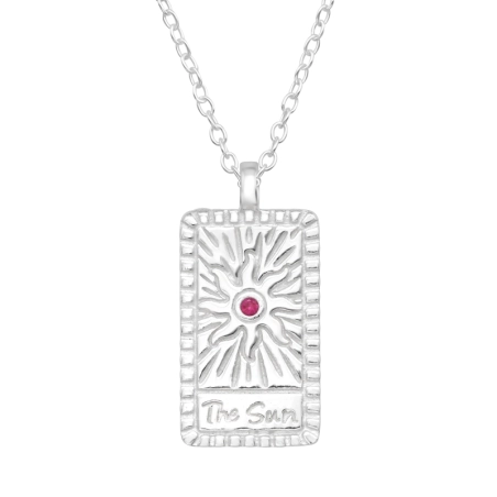 Sonne auf einem Teller mit Alpenveilchen-Zirkon Sterne, Mond & Sonne Schmuck | All4silver