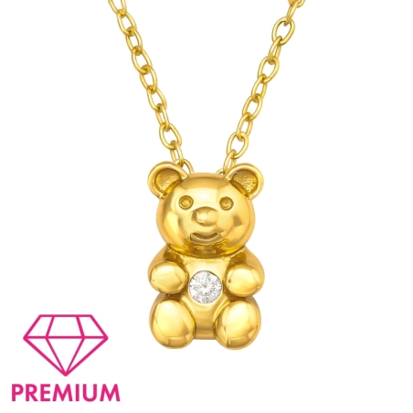 Vergoldeter Teddybär mit Zirkon - Premium* Halsketten für Kinder Schmuck | All4silver