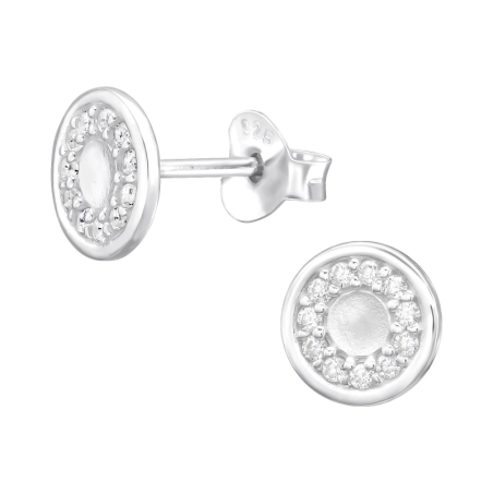 Rund mit Zirkonen Ohrstecker mit Zirkonia Steinen Schmuck | All4silver