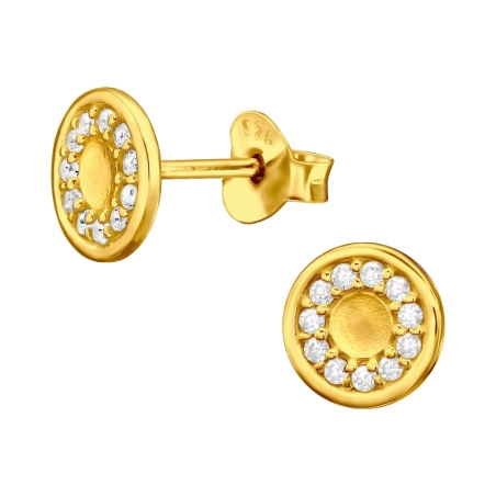 Rund mit Zirkonen Ohrstecker mit Zirkonia Steinen Schmuck | All4silver