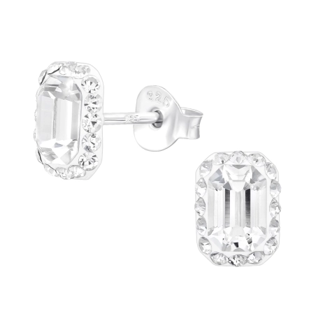 Achteck mit Kristall Ohrstecker mit Kristall Schmuck | All4silver