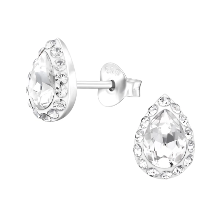 Eine Träne mit einem Kristall Ohrstecker mit Kristall Schmuck | All4silver