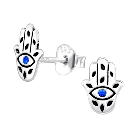 Hamsa Ohrstecker mit Kristall Schmuck | All4silver