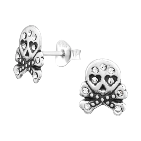 Schädelknochen Ohrstecker mit Steinen Schmuck | All4silver