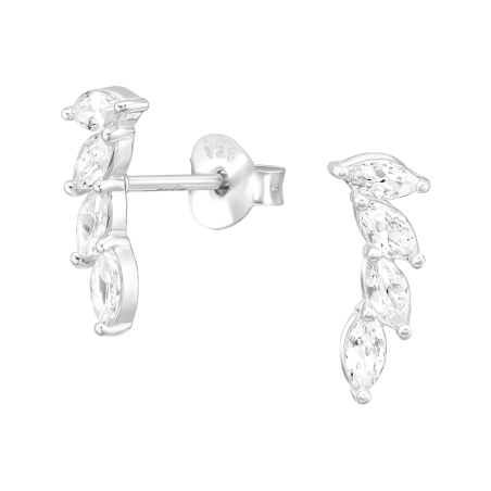 Blätter mit Zirkonen Ohrstecker mit Zirkonia Steinen Schmuck | All4silver