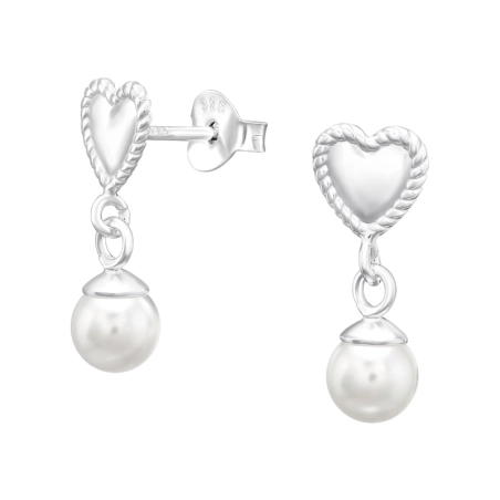 Am Herzen hing eine Perle Glatte Ohrstecker Schmuck | All4silver