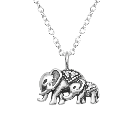 Elefant und Elefantenbaby Tier-Schmuck Schmuck | All4silver