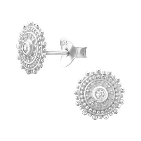 Rund mit Zirkonen Ohrstecker mit Zirkonia Steinen Schmuck | All4silver