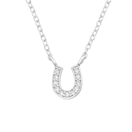 Hufeisen mit Zirkonen Halskette mit Steinen Schmuck | All4silver