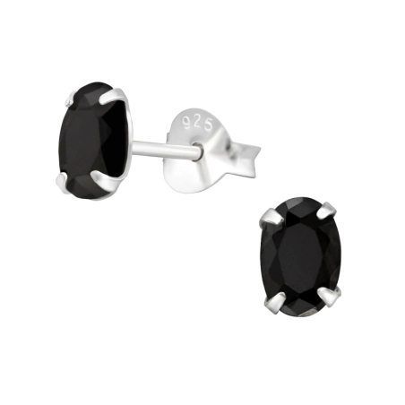 Oval mit Zirkon 4x6mm Basic Ohrstecker Schmuck | All4silver