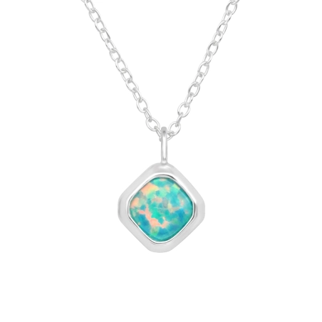 Raute mit Opal Halskette mit Steinen Schmuck | All4silver