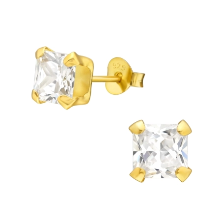 Vergoldetes Quadrat 6mm Basic Ohrstecker Schmuck | All4silver