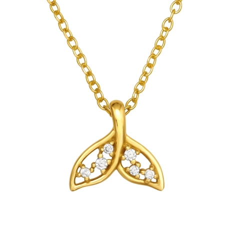 Vergoldeter Walschwanz mit Zirkonen Halskette mit Steinen Schmuck | All4silver