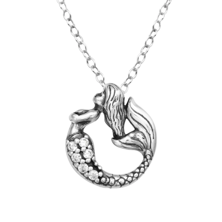 Oxidierte Meerjungfrau Halskette mit Steinen Schmuck | All4silver