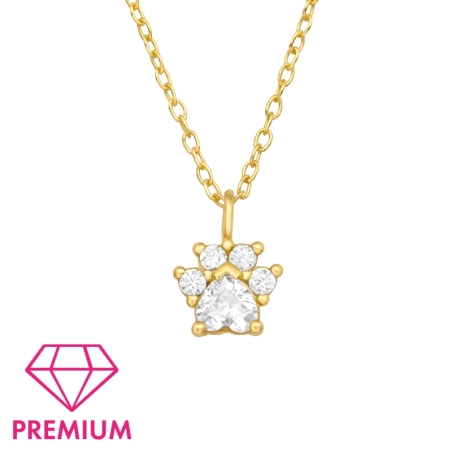 Vergoldete Pfote mit Zirkonia - Premium* Halsketten für Kinder Schmuck | All4silver