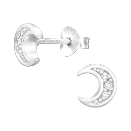 Halbmond mit Zirkonen Ohrstecker mit Zirkonia Steinen Schmuck | All4silver