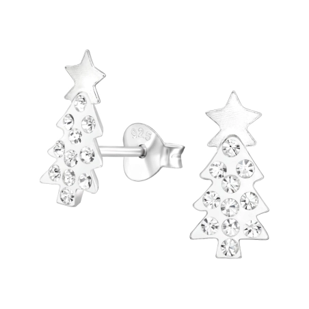 Weihnachtsbaum Ohrstecker mit Steinen Schmuck | All4silver