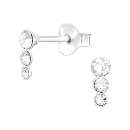 Drei verbundene Kristalle Ohrstecker mit Kristall Schmuck | All4silver