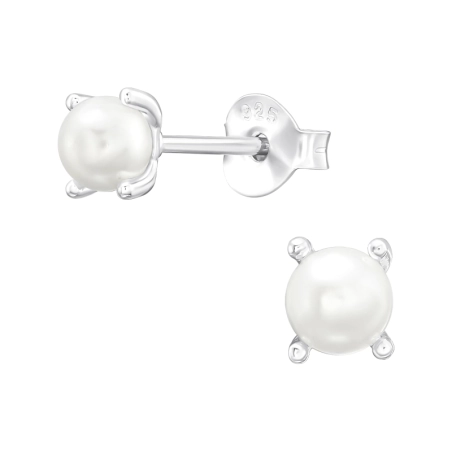 4mm Glasperle Ohrstecker mit Perlen Schmuck | All4silver