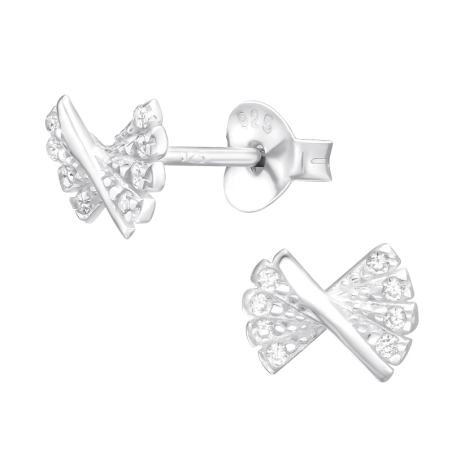 Schleife mit Zirkonen Ohrstecker mit Zirkonia Steinen Schmuck | All4silver