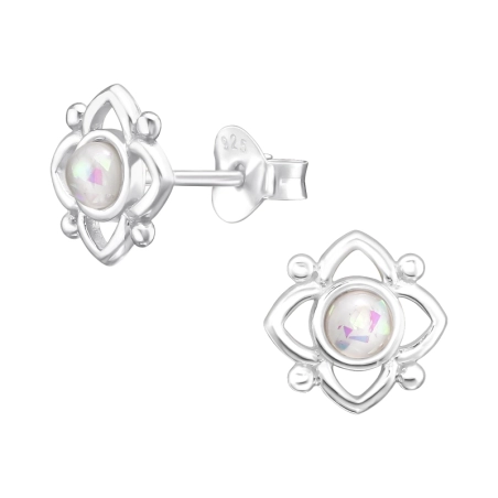 Eine Blume Ohrstecker mit Halbedelsteinen Schmuck | All4silver