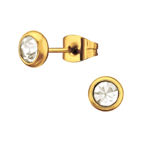 6,5 mm vergoldeter runder Ohrstecker aus Edelstahl Schmuck | All4silver