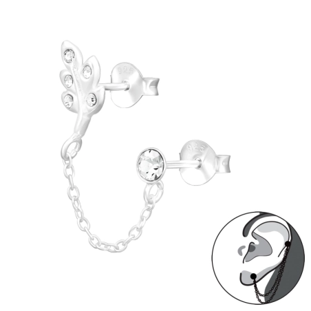 Blatt und Kristall mit einer Kette verbunden Natur Schmuck Schmuck | All4silver