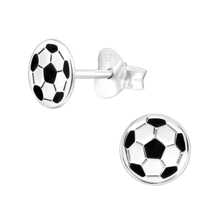 Lasergeschnittener Fußball Ohrstecker mit Emaillefarben Schmuck | All4silver