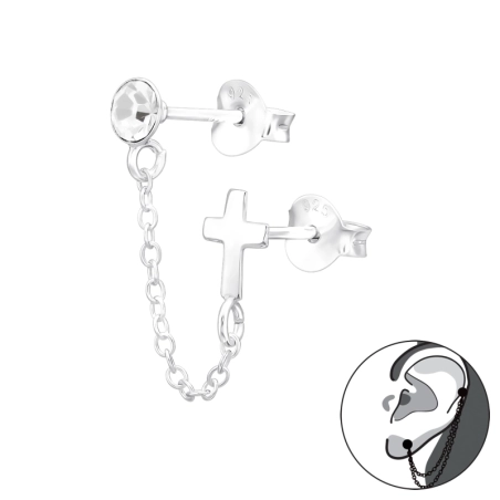 Kristall und Kreuz mit einer Kette verbunden Schmuck im Angebot Schmuck | All4silver
