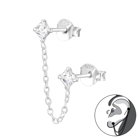 Quadrate verbunden mit einer Kette Schmuck im Angebot Schmuck | All4silver