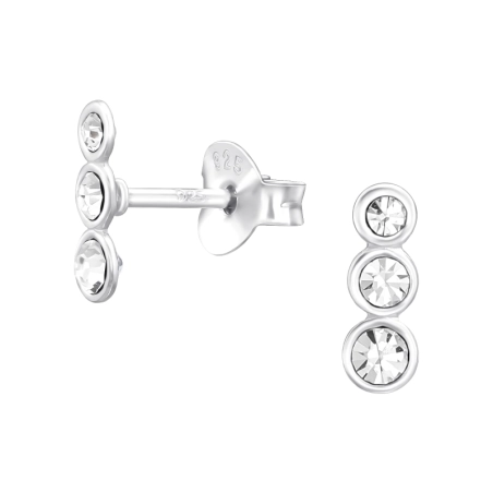 Drei Kristalle untereinander Ohrstecker mit Kristall Schmuck | All4silver