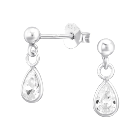 Eine Träne Ohrstecker mit Zirkonia Steinen Schmuck | All4silver