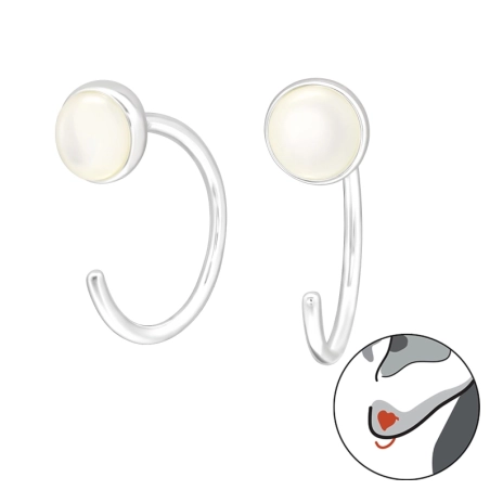 Halbkreis mit Halbedelstein Ohrringe mit Halbedelsteinen & Opal Schmuck | All4silver