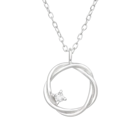 Eingewebte Kreise mit Zirkon Halskette mit Steinen Schmuck | All4silver