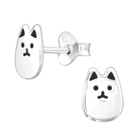 Katze Ohrstecker mit Emaillefarben Schmuck | All4silver
