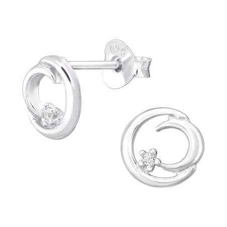 Halbmond mit Zirkon Ohrstecker mit Zirkonia Steinen Schmuck | All4silver
