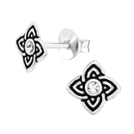 Eine Blume Ohrstecker mit Kristall Schmuck | All4silver
