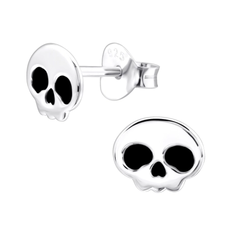 Gruseliger Schädel Ohrstecker mit Emaillefarben Schmuck | All4silver