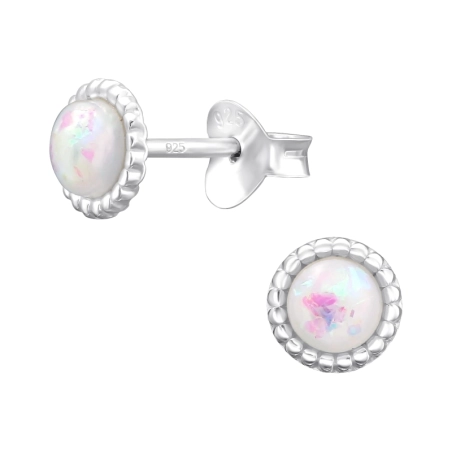 4 mm runder Opal Ohrstecker mit Halbedelsteinen Schmuck | All4silver