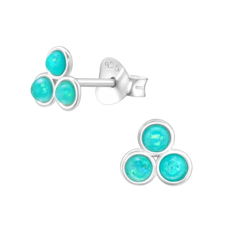 3 runde Türkisopale Ohrstecker mit Halbedelsteinen Schmuck | All4silver