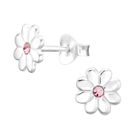 Blume Ohrstecker mit Kristall Schmuck | All4silver