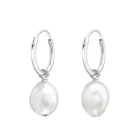 8mm ovale Perle - Schmuck Silber 925 Kreise Ohrringe