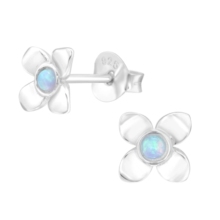 Blume mit Opal Ohrstecker mit Halbedelsteinen Schmuck | All4silver