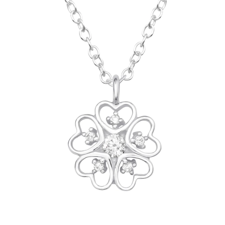 Blume aus Herzen mit Zirkonen Natur Schmuck Schmuck | All4silver